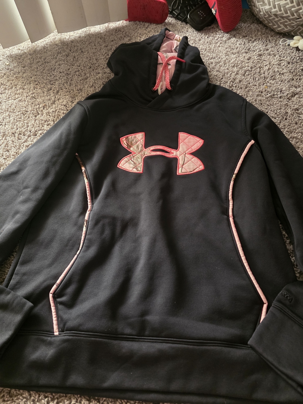 Under Armour Black Hoodie with Pink Camo Logo